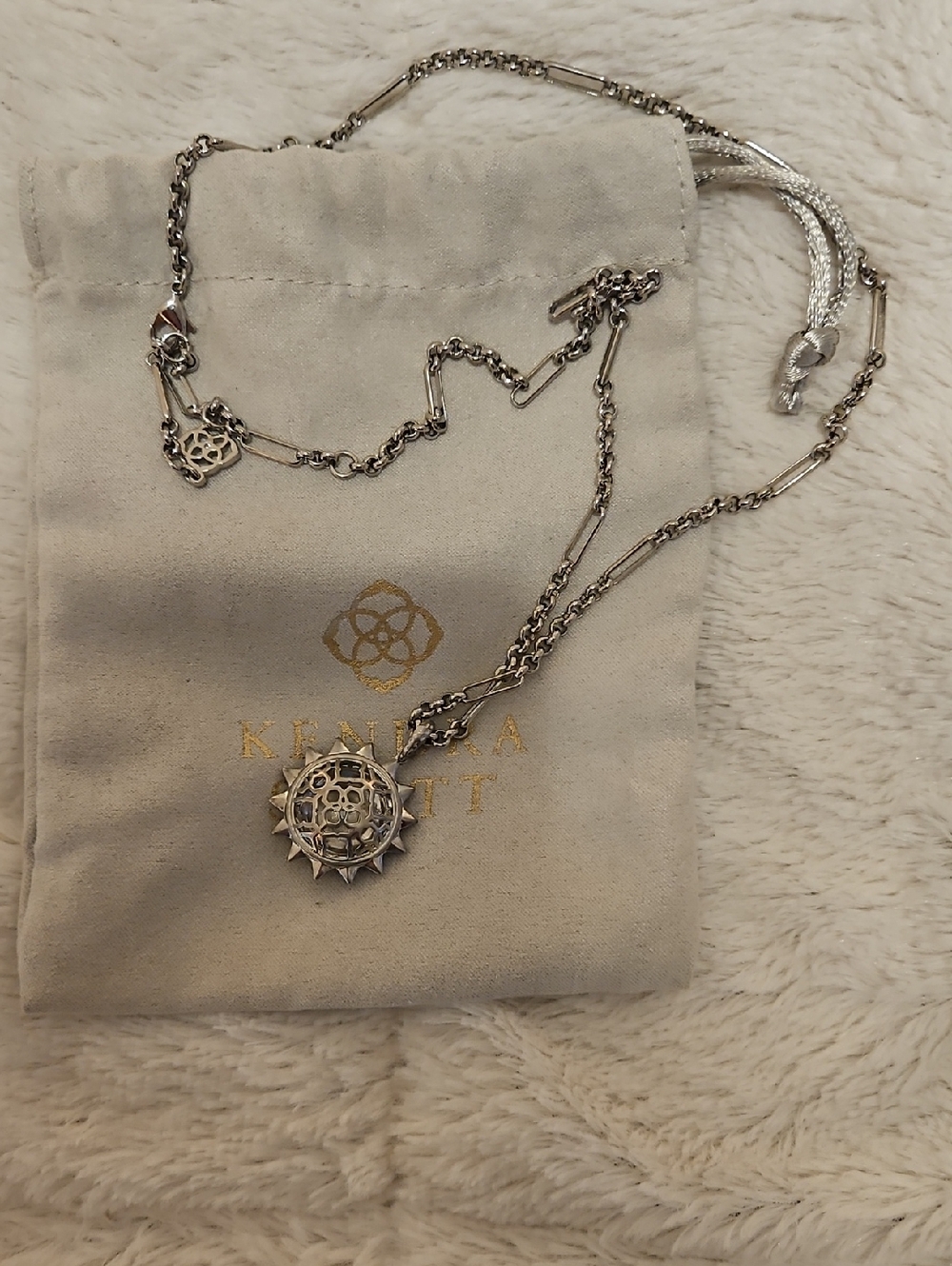 Kendra Scott Silver Sunburst Medallion Necklace
